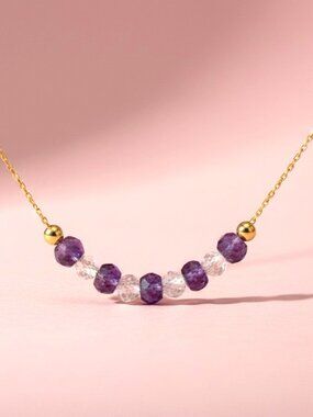 Amethyst and Moonstone Layering Necklace in 14kGold Fill, Minimalist Necklace